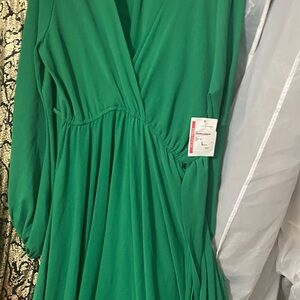 Meghan LA Vibrant Green Long Sleeve Dress